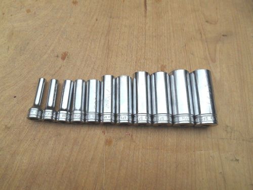 SNAP-ON  3/8&#034; DRIVE 6 POINT DEEP SOCKET SET , SFS SERIES , 11 PCS.