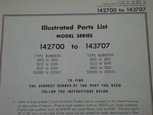 briggs and stratton parts list model series 142700 to 143707