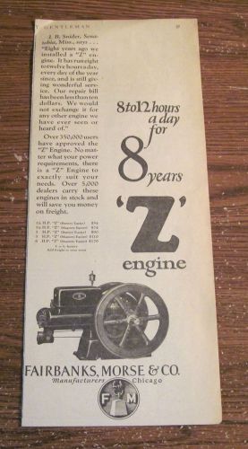 Oct.27,1923 Fairbanks Morse &amp; Co.Chicago  &#034;Z&#034; One Lung Engine large ad