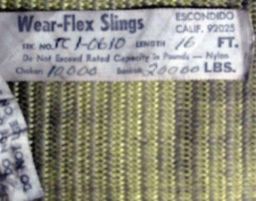 Wear-flex sling- part number tc 1-0610-heavy lifting strap- 16&#039; long for sale