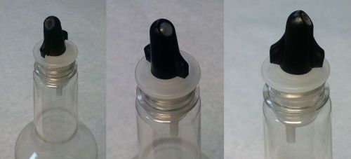 (2x) TWIST &amp; CLOSE Plastic Liquor Sno Cone Bottle POUR SPOUT Flair Pourers