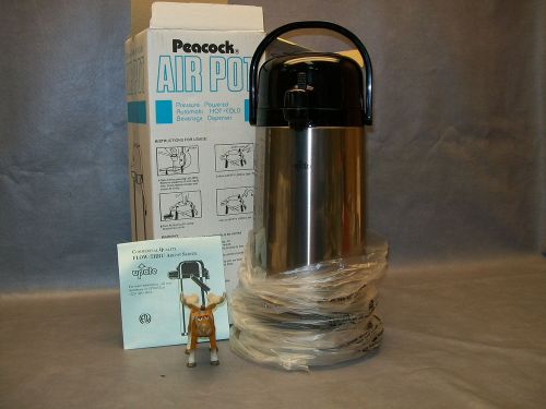Peacock Stainless Air Pot 1.9 Ltr Hot Cold Beverage Dispenser Coffee Chocolate
