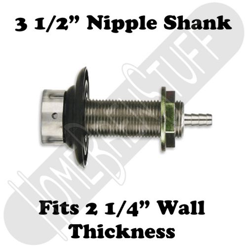 3 1/2&#034; draft beer nipple shank assembly chrome 3/16 bore kegerator tap homebrew for sale