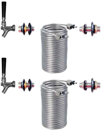 Build Your Kegerator Beer Jockey Box keg Double Faucet Draw 50&#039; Coil Cooler Kit