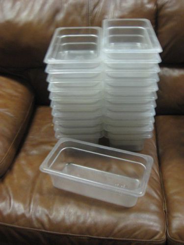22 PIECE USED CAMBRO 1/3 GN FOOD PAN, 4&#034; DEEP CLEAR 34CW