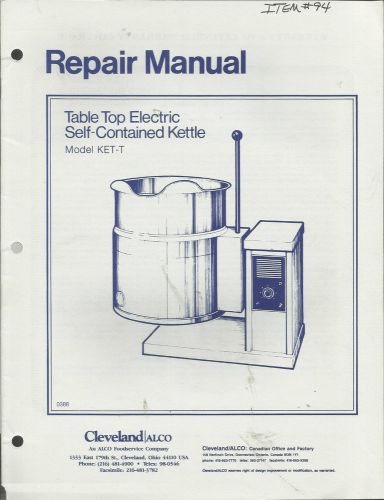 Cleveland Alco Table Top Self-Contained Kettle Repair Manual