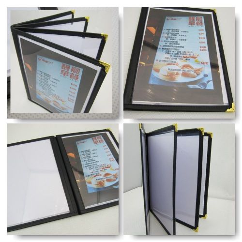 USA (A5-4) Leather display folder (4 sheet) restaurant foot manual book kitchen