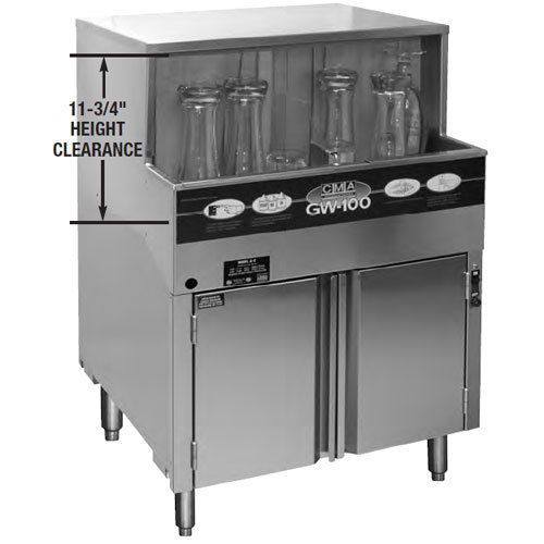CMA GW-100 Glass Washer, 25-1/4&#034; Wide Cabinet, 1000 Glasses Per Hour, Built in W