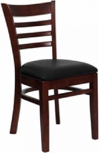 NEW MAHOGANY WOOD RESTAURANT DINING CHAIRS BLACK  SEAT/PRICED PER CHAIR