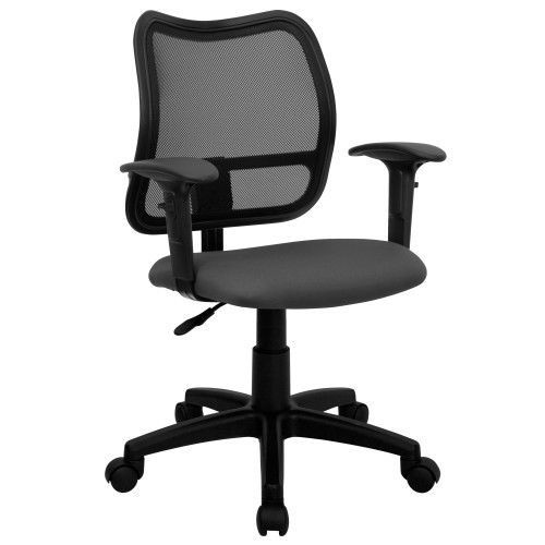 Flash Furniture WL-A277-GY-A-GG Mid-Back Mesh Task Chair with Gray Fabric Seat a