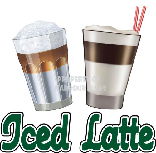 Iced Latte Coffee Frozen Drinks Concession Food Truck Cart Vinyl Menu Decal 24&#034;