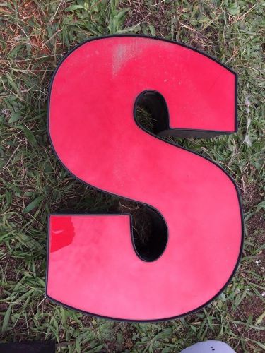 Aluminum Channel Letter Red&#034;S&#034; with black trim, black channel