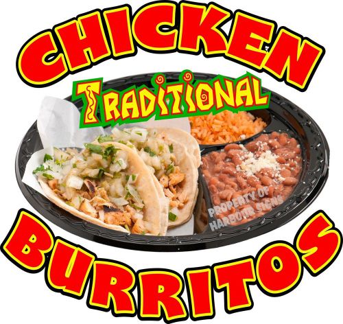 Chicken Burritos Traditional Restaurant Concession Food Truck Vinyl Decal 24&#034;