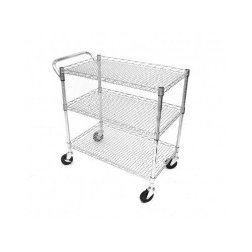 All-Purpose Utility Cart Steel Wire Kitchen Rolling Stand Server Buffet Medical