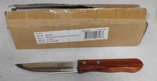 1 DOZ Winco KB-30W Stainless WOOD HANDLE STEAK KNIVES  FREE SHIP