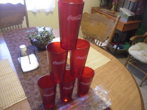Six Carlisle 24-oz Coca Cola Stackable Tumbler - Ruby 5224  Made in USA NEW