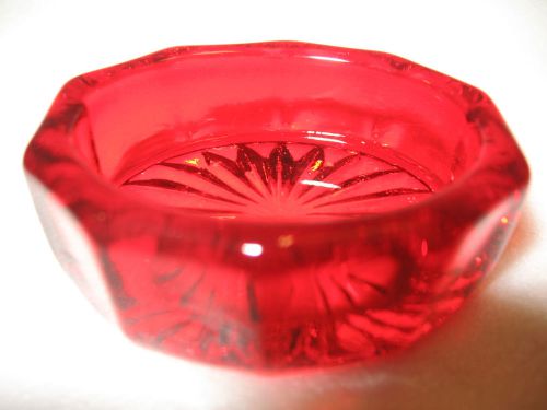 ruby red glass salt dip / cellar celt oval panel pattern art master clear royal