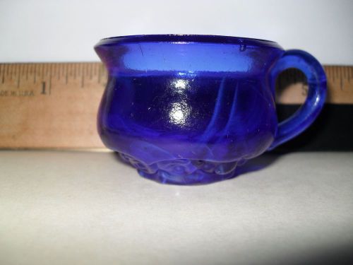 Cobalt blue &amp; milk glass Chamber pot toothpick holder potty boyd mug slag marble