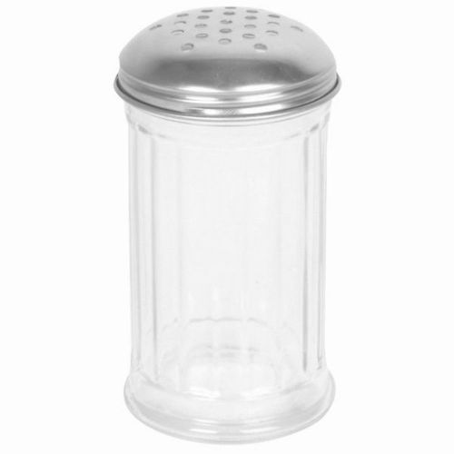 1 pc 12 oz glass sugar cheese salt dispenser round hole ss cap new for sale