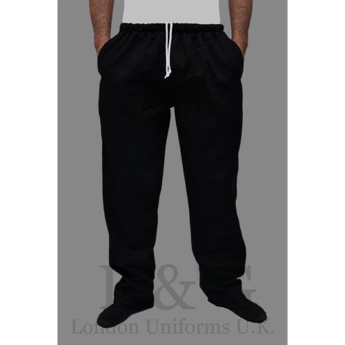 Chef trousers 100% cotton drill Sides pockets+back pocket+elst.waist pull cord