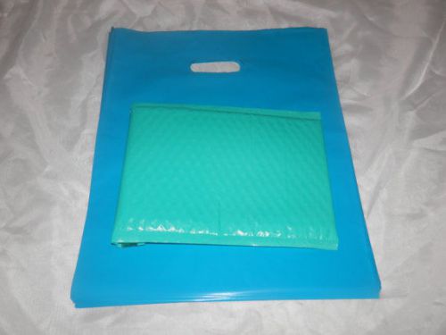 50 12x15 GlossyTeal Blue Low-Density Plastic Retail Merchandise Bags W\Handles