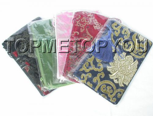 Wholesale 5piece mix silk pouch jewelry zipper bags 8*4&#034; e275 for sale
