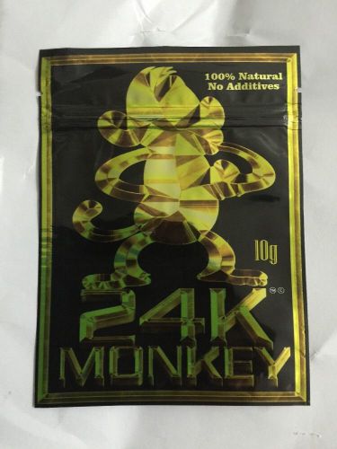 100 24k Monkey 10g EMPTY** mylar ziplock bags (good for crafts jewelry)