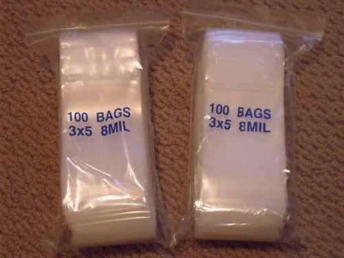 Pack of 200 heavy gauge - 8 mil - 3x5 inch zip lock bags for sale