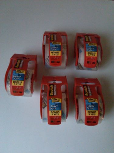 Lot of 5 scotch heavy duty clear shipping tape 1.88in x 720in (20 yards) for sale