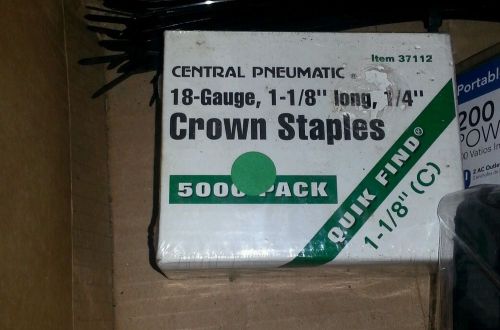 New 5000 Piece 1 1/8 long 1/4 Crown 18 Gauge Staples central  pneumatic stapler