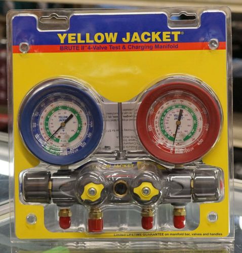 Yellow jacket brute ii 46020 4 valve hvac test &amp; charging manifold r-12 22 502 for sale