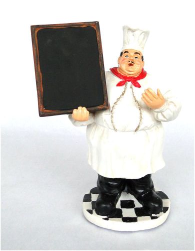 Small fat chubby chef with sandwich board chalk sign sale while supply lasts for sale