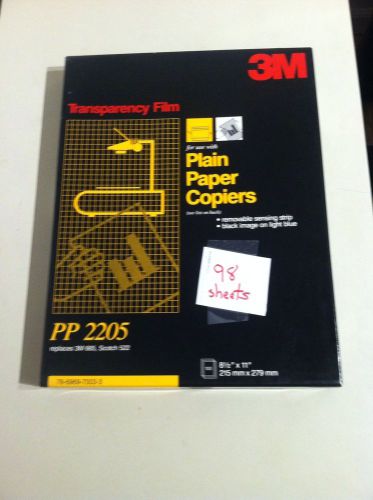 3M TRANSPARENCY FILM PP 2205 for use w/ PLAIN PAPER Copiers 98 Sheets New