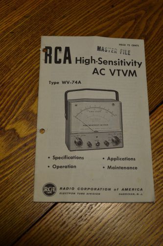 Rare Vtg. Rca Factory Manual High Sensitivity AC VTVM Type WV 74A Ham Radio