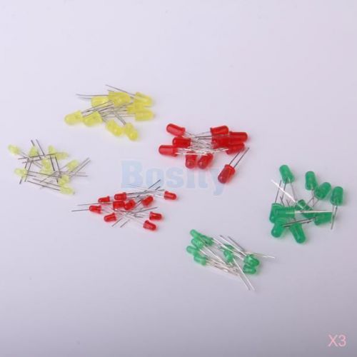3x 120pcs 3mm/5mm Round Superbright Red Yellow Green Light Emitting Diode LED