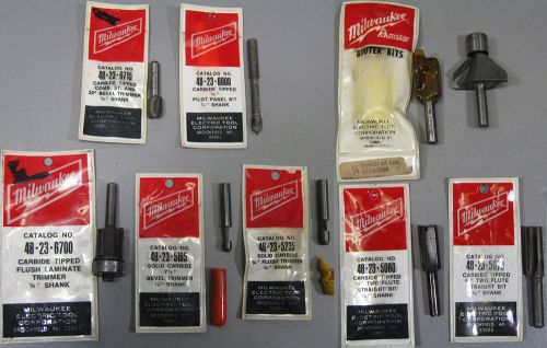 9 milwaukee carbide router bit &amp; laminate trimmer bit assorted bits made in usa for sale