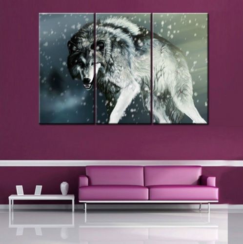 new Home Decor HD Print art painting on canvasWounded Wolf Winter 3pc+ framed
