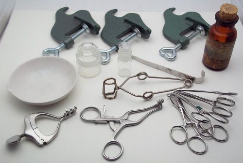 Miscellaneous Labratory Clamps / Jars / Tong Clamps / Dish Lot