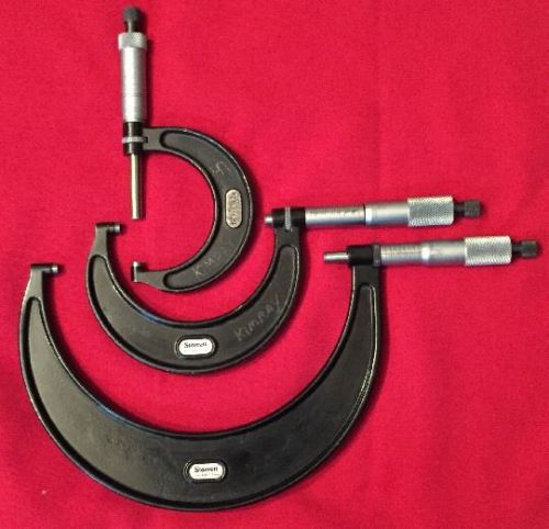 Starrett micrometers: #436 machinist (3: 1&#034;/2-3&#034;/5-6&#034;) #486 5-6&#034; .001 blade for sale