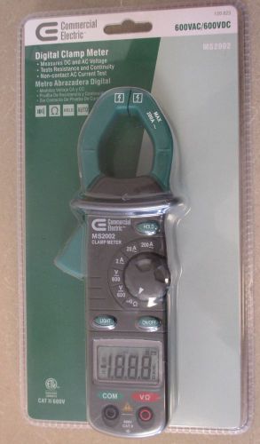 Commercial Electric MS2002 Digital CLAMP METER / Multimeter Tool with leads 600v