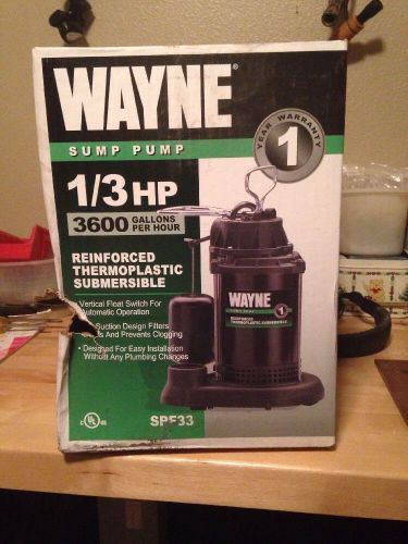 Wayne sump pump 1/3 hp 3600 gal per hour reinforced thermoplast submersible for sale