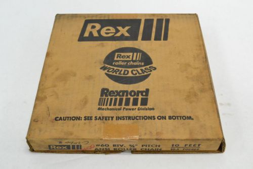 NEW REXNORD 60 SINGLE STRAND 3/4 IN 10FT ROLLER CHAIN B253093