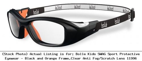 Bolle Kids SWAG Sport Protective Eyewear - Black and Orange Frame,Clear : 11996