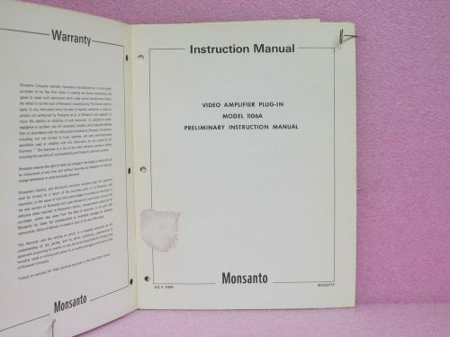 Monsanto Manual 1106A Video Amplifier Plug-In Preliminary Instr. Manual w/Schem.