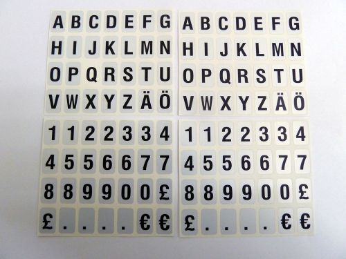 10mm Sticky Letters Numbers Stickers, Adhesive Labels, Black on Silver Plastic