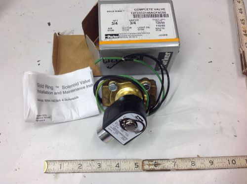 Parker 12f23c2148acf4c05 gold ring brass body solenoid valve, 3/4&#034; npt 110/120v for sale