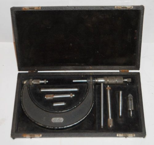 CENTRAL TOOL COMPANY &#034;MICROMETER 0&#034;-4&#034; IN ORIGINAL CASE, W/8 PIECES, VINTAGE!