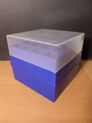 Blue Plastic 16-Place 50mL Centrifuge Tube Rack Holder Storage Box with Lid