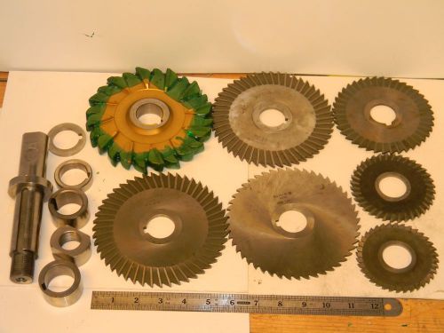 MACHINE TOOLING, SAW BLADE COLLET, 1.25&#034; WITH 7 SAW BLADES-6, 5,&amp; 4 INCH BLADES