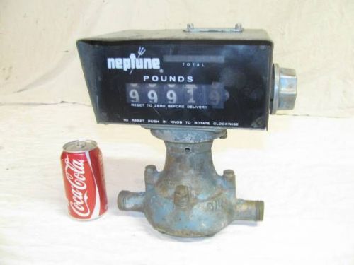 Cool Old Vintage Neptune Model 600 Gas Fuel Pump Flow Meter Counter 3/4&#034;